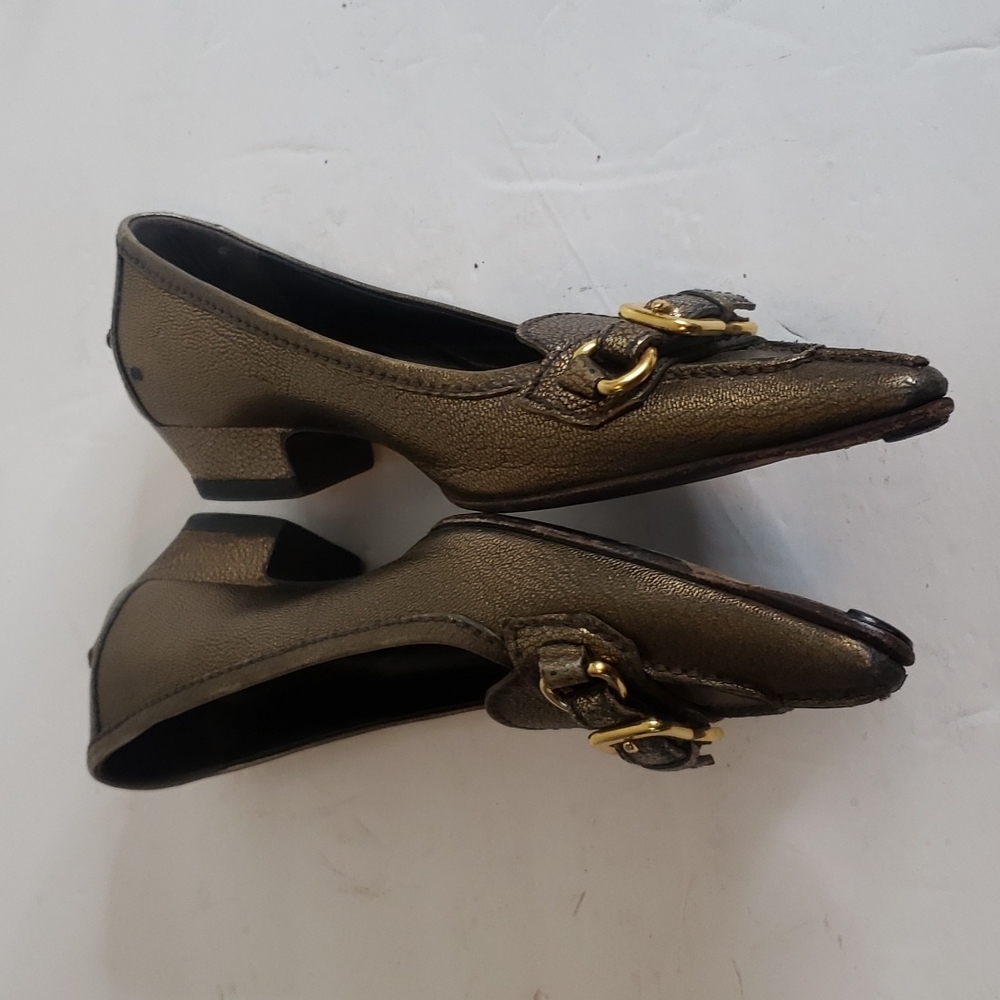 Prada Buckle Gold Shimmer Shoe Size 7 (38) - Picture 4 of 7